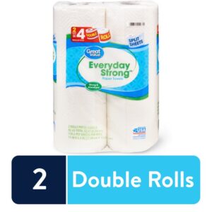 Great Value Everyday Strong Paper Towels, Split Sheets, 4 Double Rolls